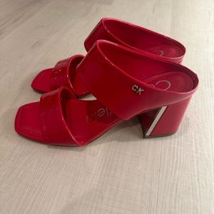 Calvin Klein Red Patent Leather Sandals